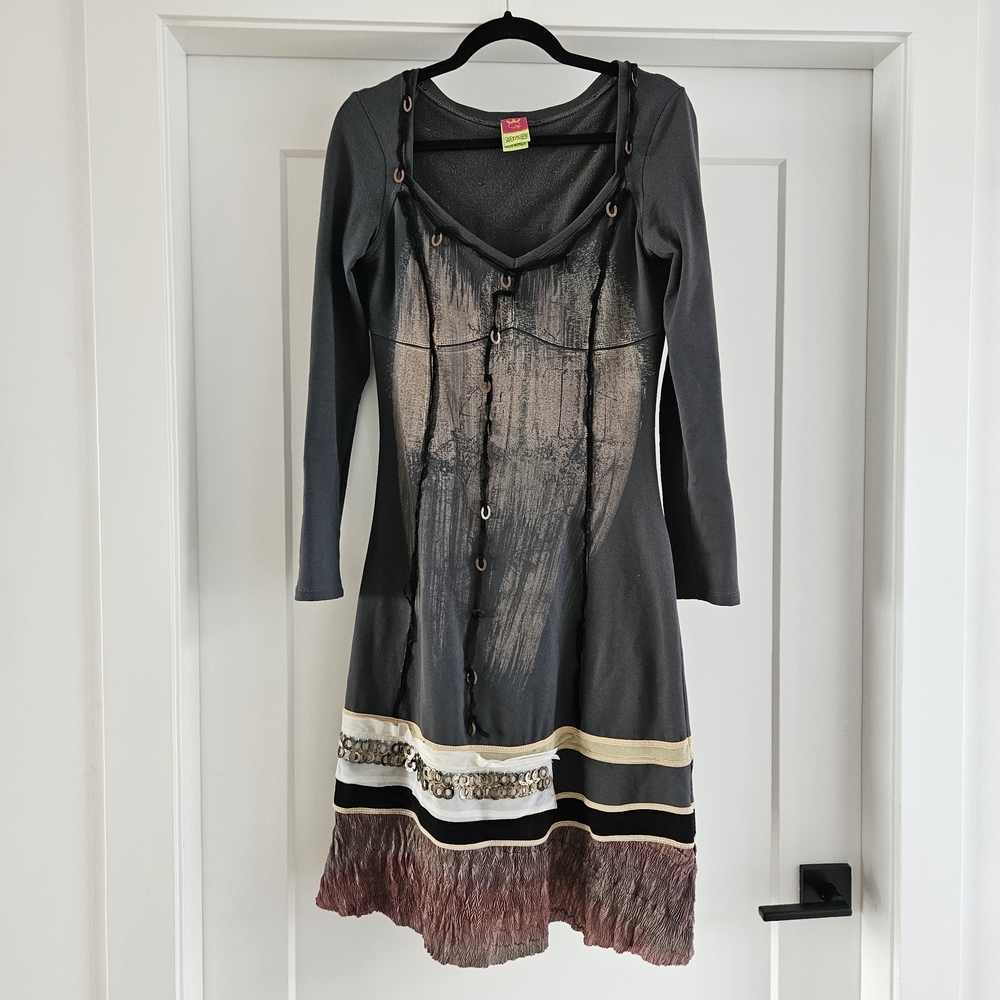Save The Queen Artistic Y2K Victorian Gray and Brown Dress Size Medium